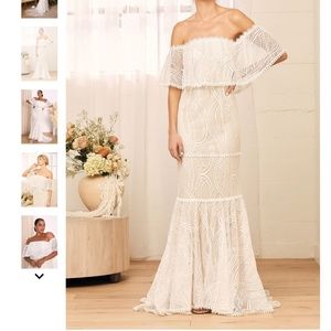 Lulu's | In My Life White Lace Off The Shoulder Mermaid Maxi Dress